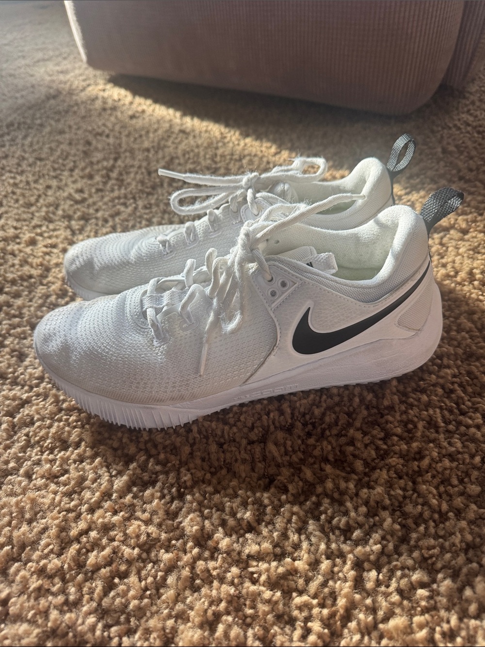 Nike White Kids Sneakers with Black Swoosh